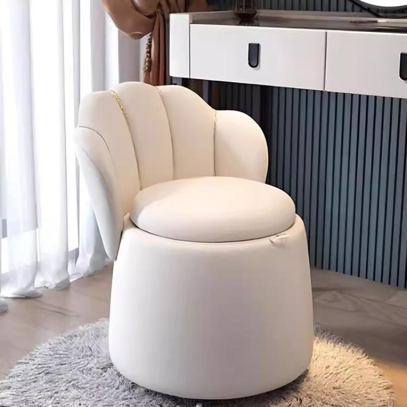 Wooden Stool with Storage Space Makeup Backrest Stool with Wheels Removable Portable Shoe Changing Footstool Home Furniture