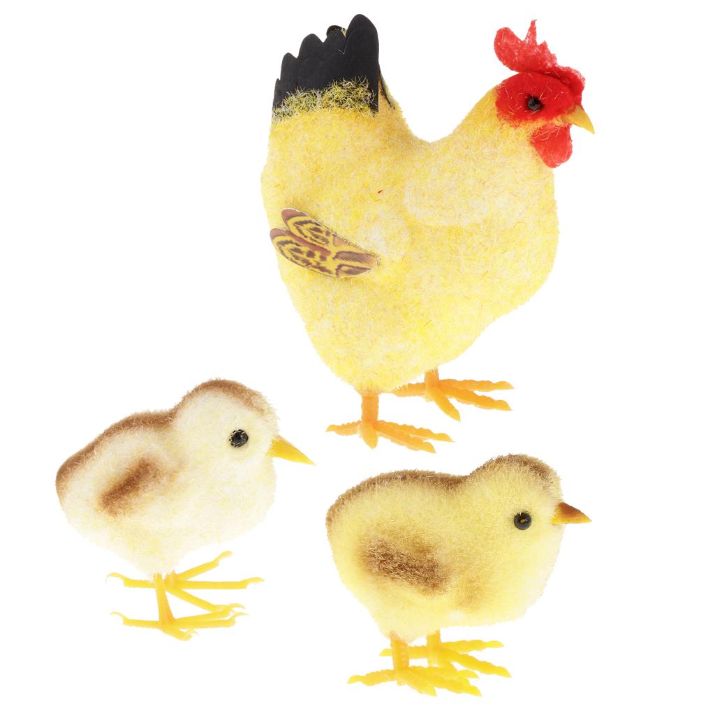 Artificial Lifelike Feathered Chick Sculpture Animals Figure for Home, Garden,