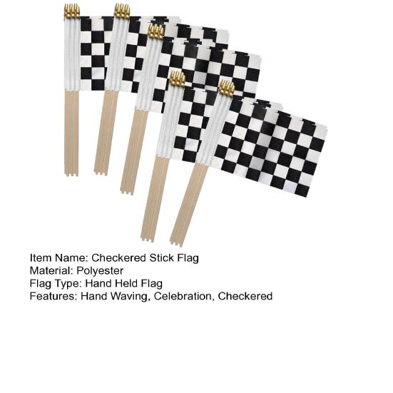 Checkered Flags On Sticks 8×5inch Black And White Racing Flag On Wood Stick Mini Hand Held Race Car Flag for Party Supplies