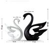 Lavish Modern Home Décor Swan Couple | Matte Finish Ceramic Figurines (Set of 2Pc, White and Black)