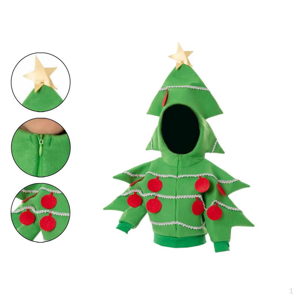 Child Christmas Tree Costume Hooded Dress Up Boys Girls Cosplay Jacket for