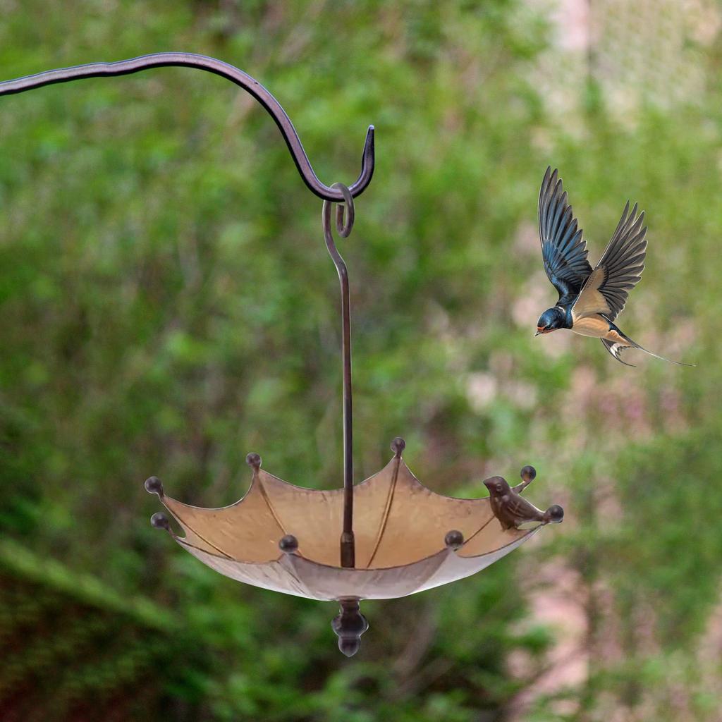 Hanging Bird Feeder Tray Bird Bath For Outdoors, Umbrella Shaped Wild Bird Feeders Tray For Bird Bath, Feeder For Outside, Metal Tray And Water
