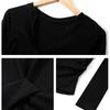 Black One-word Shoulder Top, New Kinked V-neck Long-sleeved Off-the-shoulder Spring and Autumn Models