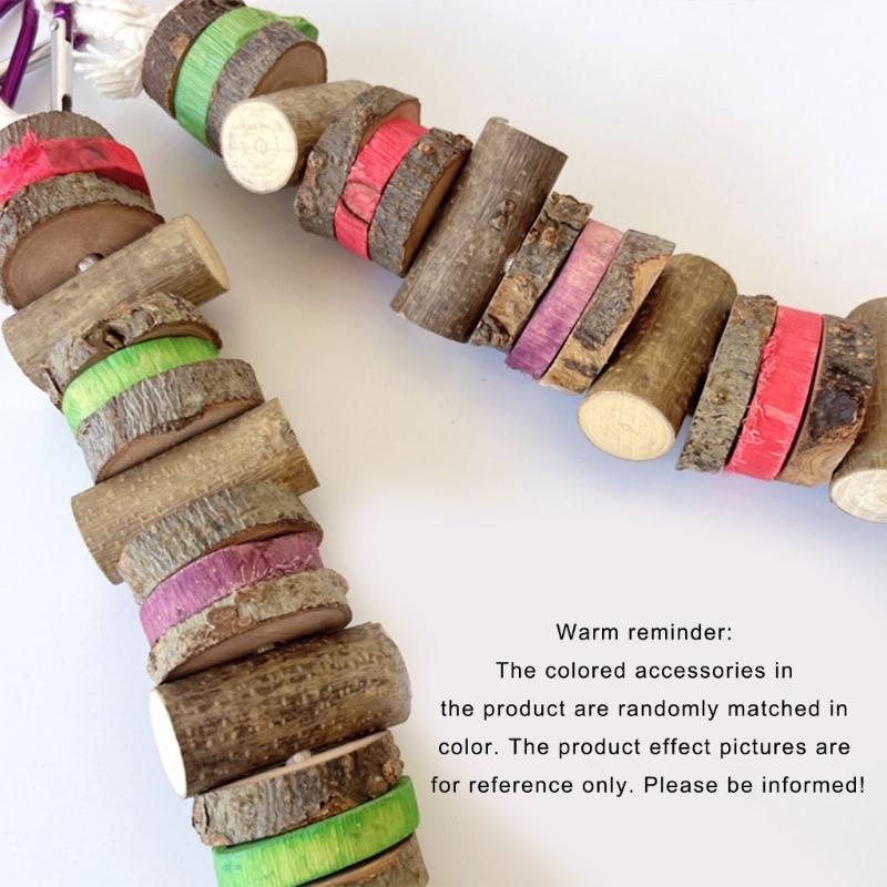 Papageienkäfig Spielzeug Naturholz Kauschaukel Bunter Vogelblock mit Tannenzapfen Für Kleine bis Große Papageien Unterhaltung