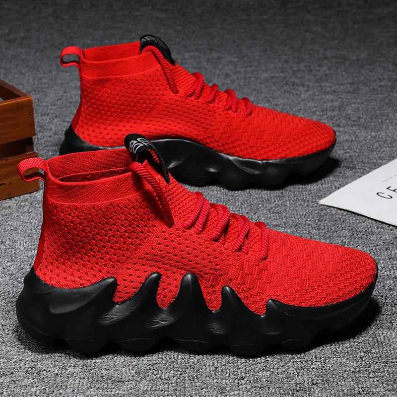 

Брендовые мужские высокие модные кроссовки дышащая обувь удобные кроссовки повышают спортивные туфли мужские легкие кроссовки для ходьбы 39 красный черный