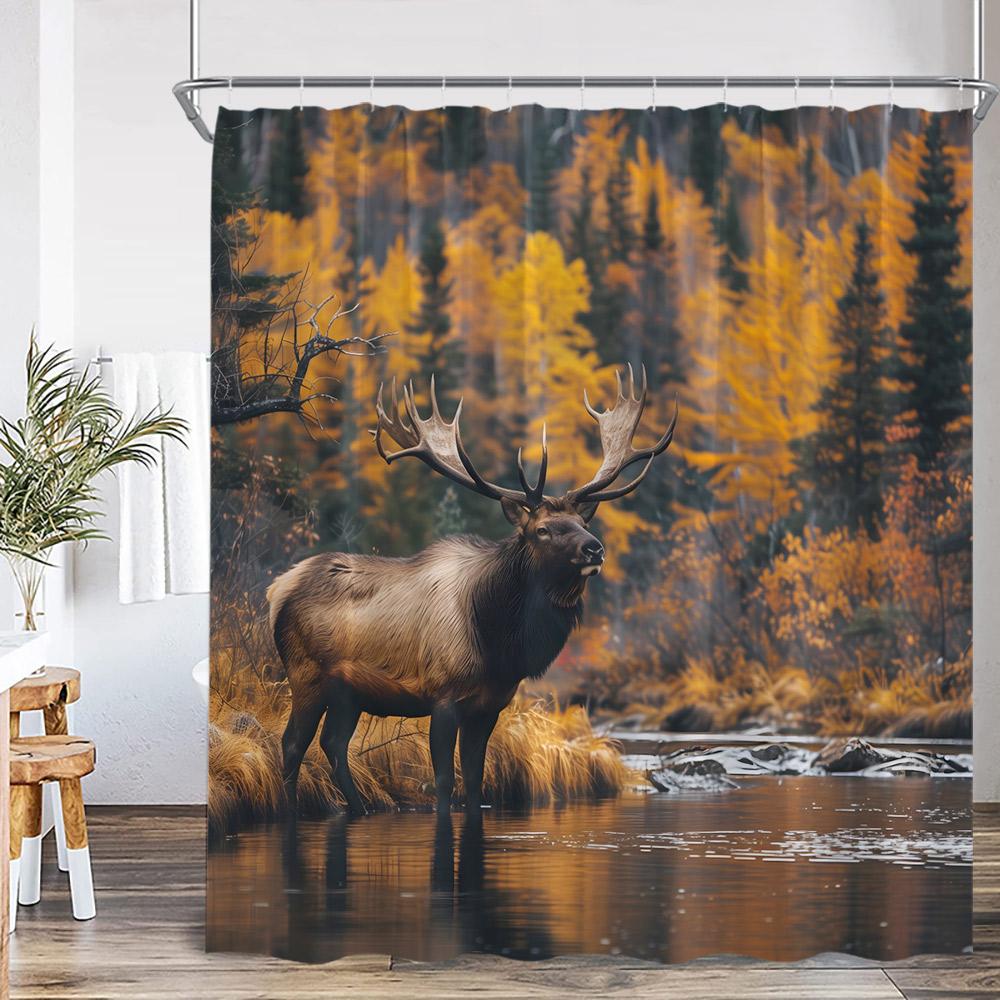 Funny Animals Shower Curtain Bathing Animal Chimpanzee Deer Elk Cat Dog Leopard Bear Bathtub Decor Modern Polyester Bath Curtain