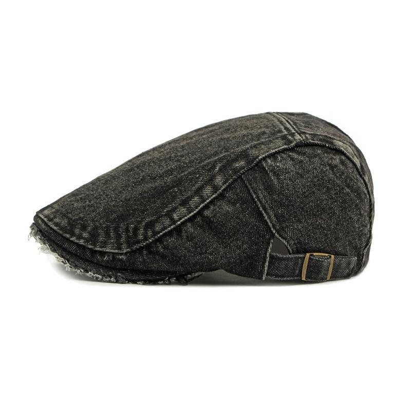 Four Seasons Denim Beret Women's Peaked Cap British Vintage Men Forward Cap