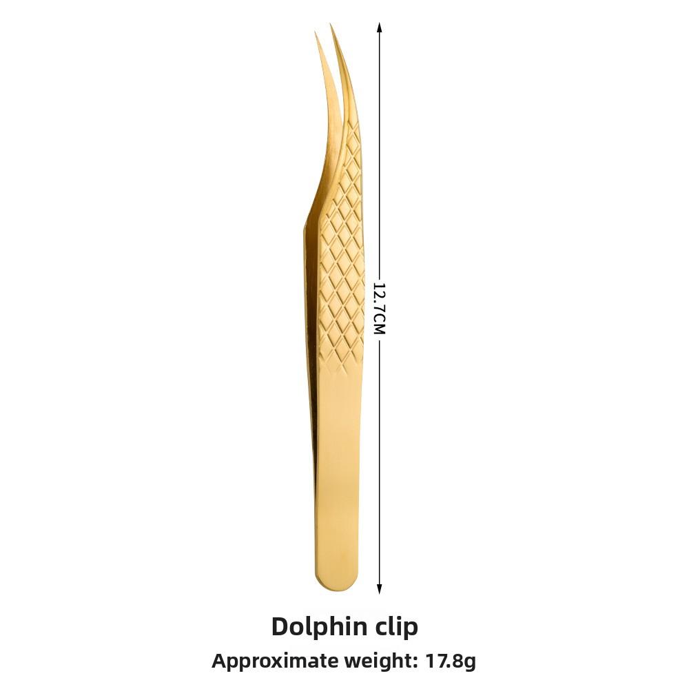 Golden High Precision Net Pattern Eyelash Extension Tweezers, Professional Beauty Lash Feather Clip, Durable False Eyelash Graft