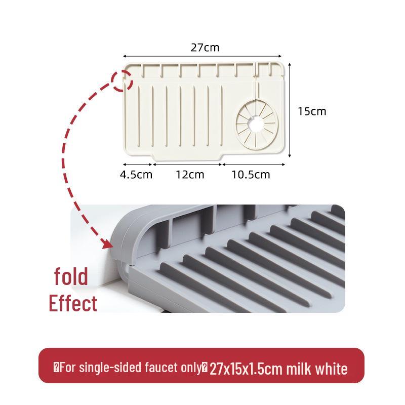 Silikonová odkapávací podložka pod baterii s bočním otvorem – Ochrana proti stříkající vodě do dřezu a podložka proti hromadění vody se spádovým odvodem.
