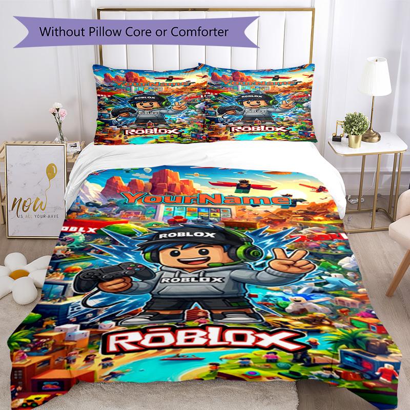 Roblox 77 Customize your name Bedding Set Breathable Duvet Cover with Pillowcases Home Decoration Birthday Gift