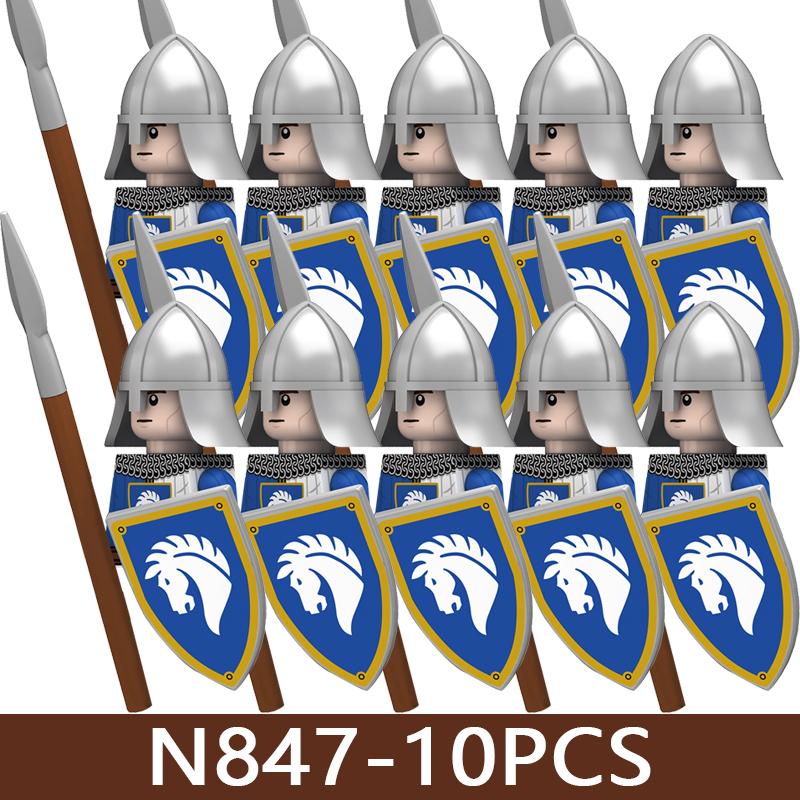 Château Médiéval Soldat Armée Blocs de Construction Château Militaire Corbeau Cheval Serpent Chevalier Guerrier Infanterie Accessoires Briques Jouets