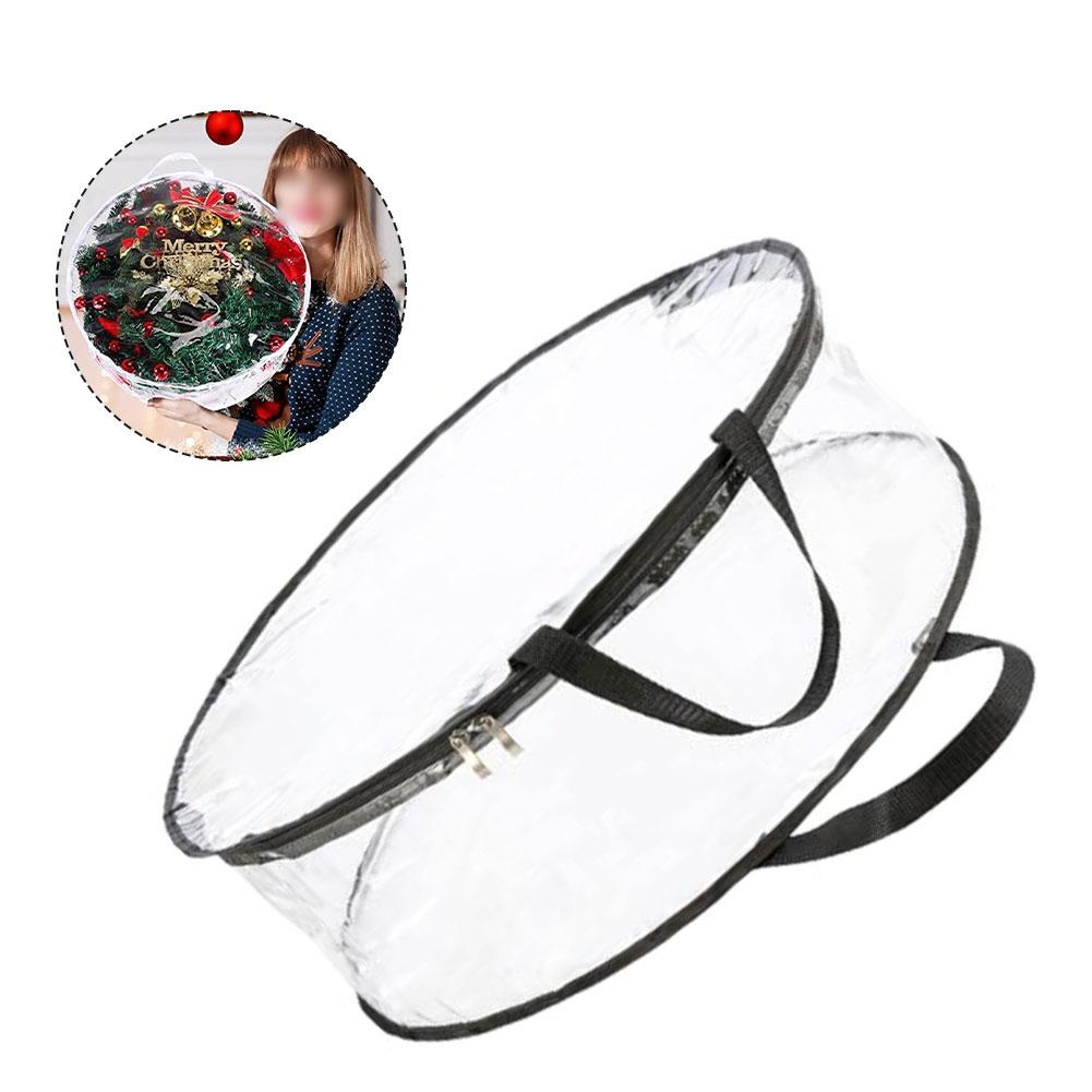 Double Zipper PVC Bag for Round Christmas Wreaths Lightweight and Transparent
