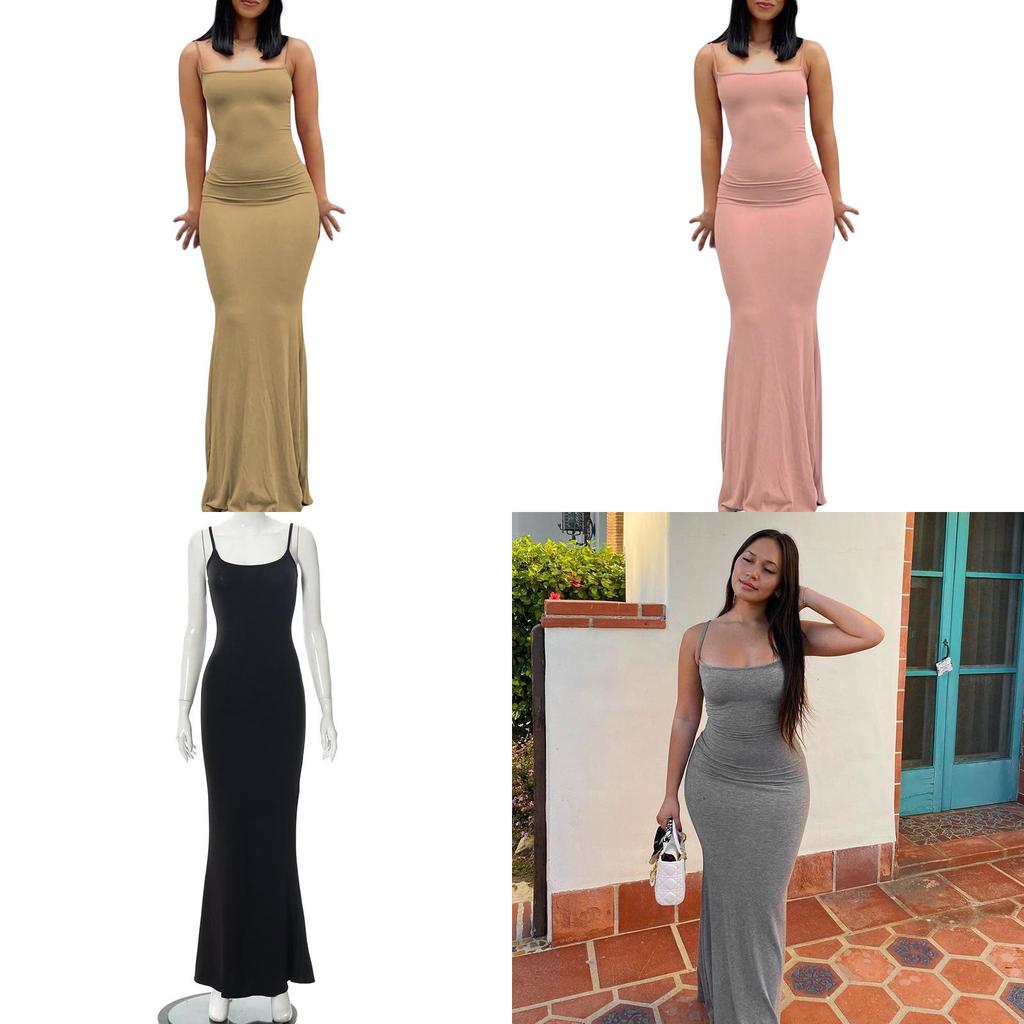 Solid Color Slim Fit Dress With Backless Design For Casual Wear