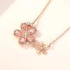 Japan and Korea S925 Sakura Necklace for Women, Fashionable Peach Blossom New Fresh Set Necklace, Light Luxury Jewelry