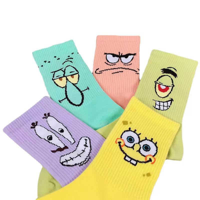 Korean Style Cute Cartoon Mid-Calf Socks for Girls – Trendy Student Sports Stockings for All Seasons