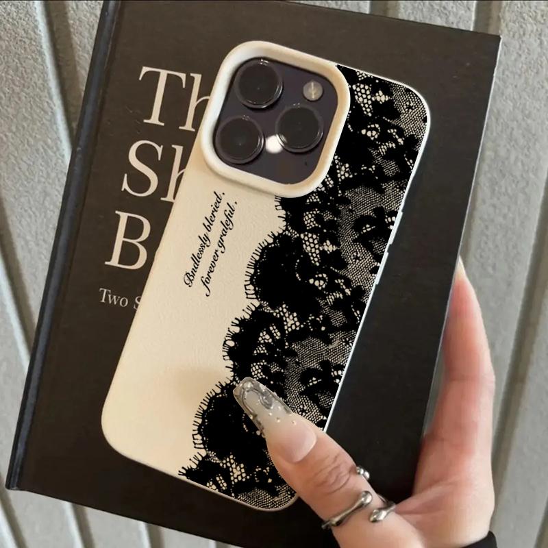 

Black Lace Letter Pattern Phone Case For IPhone 17 16 15 14 13 12 11 Pro Max XS X XR 16 Plus 17 Air 16E Soft Candy Cover iphone 15 Plus
