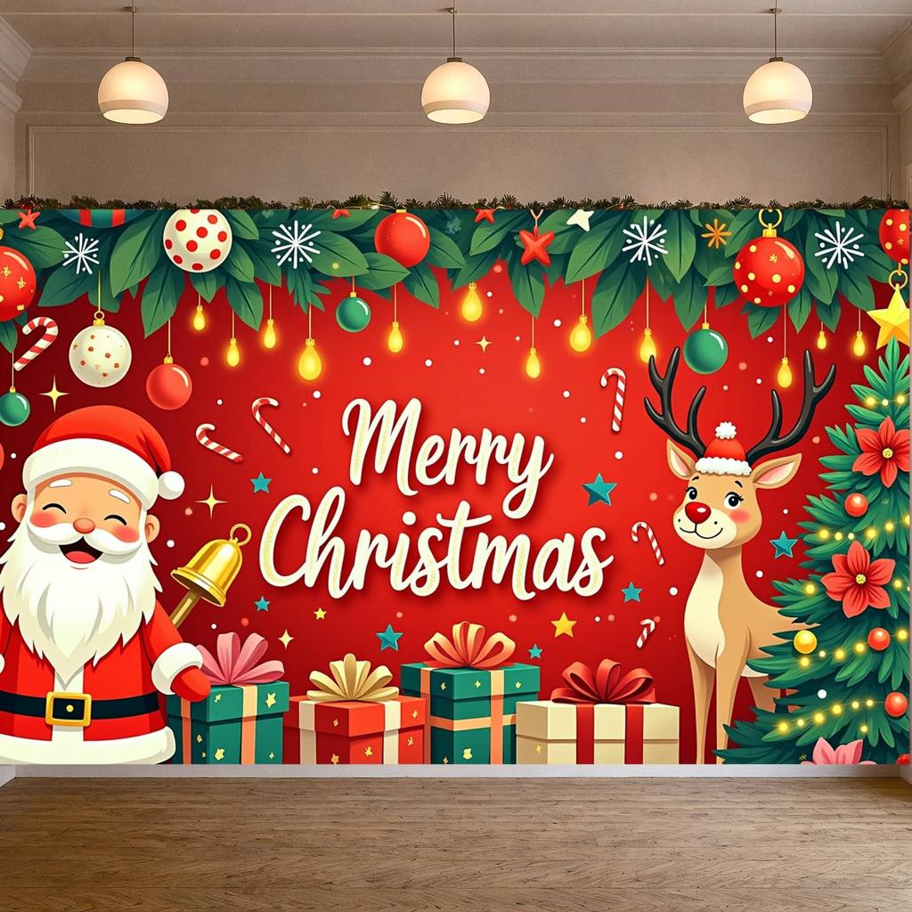 Christmas Decor Decorative Design Christmas Banner Festive Decoration Santa Claus Design Photo Prop For Indoor Decoration Event