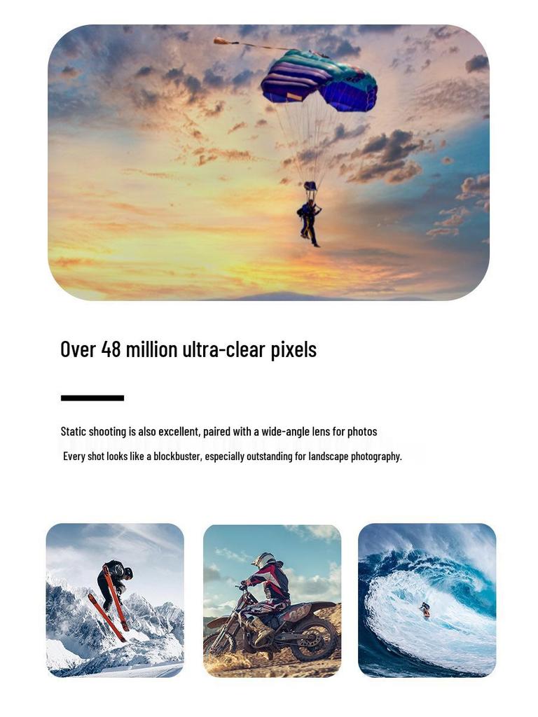 4K Sports Action Camera with Anti-Shake, Touchscreen, Wireless Connectivity, for Cycling & Fishing