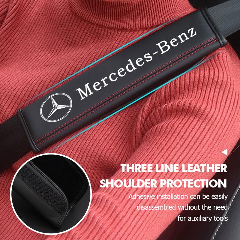 LWDV5 1/2PCS Car Seat Belt Shoulder Cover Comfort Safety Protect Pad Accessories For Benz AMG W213 W124 W108 W126 Exclusive W204 W222