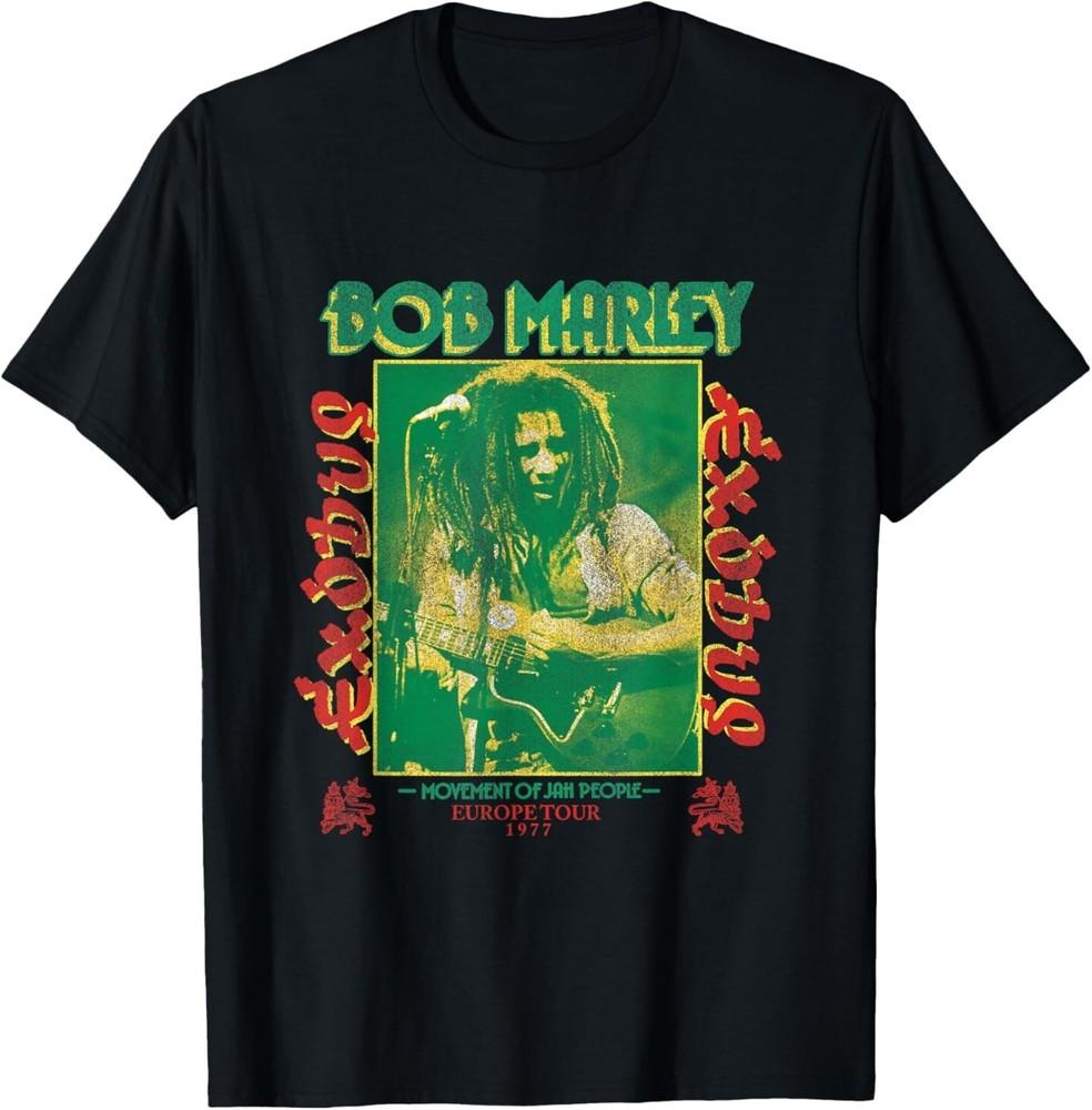 Bob Marley Exodus Movement of Jah People Guitar Black T-Shirt