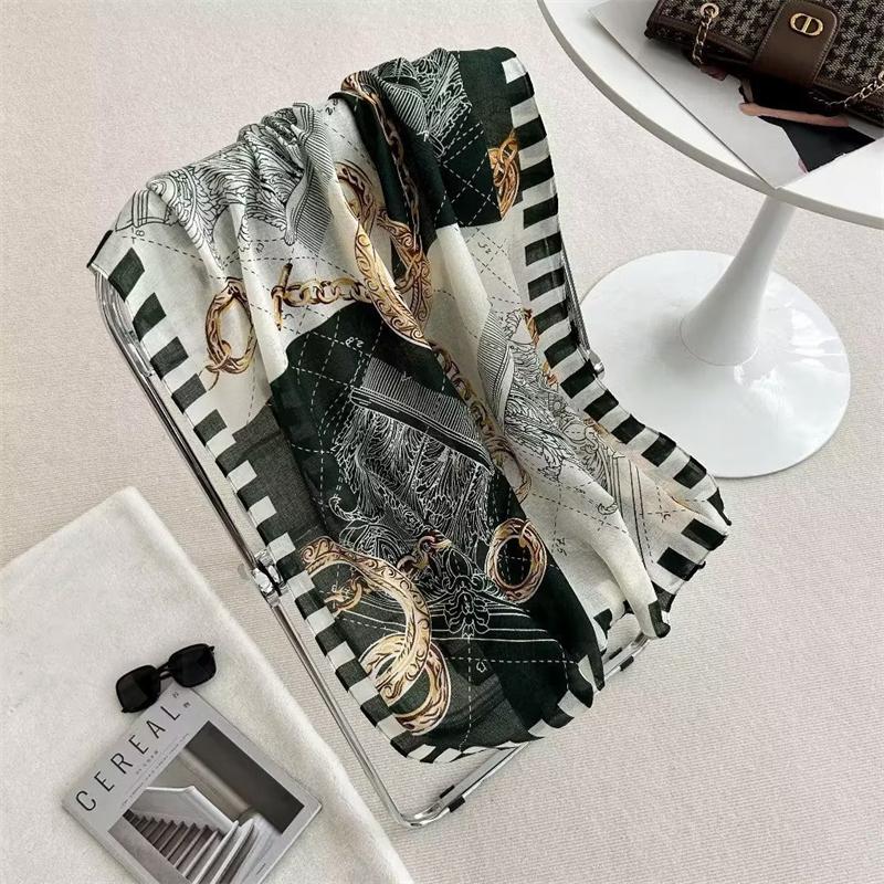 New Cotton Linen Scarf Versatile Printing Long Scarf Spring Autumn Korean Style Shawl Outerwear Warm Fashionable Women'S