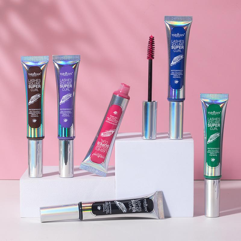 Colored Mascara Set Thick Waterproof Long Curling Mascara Halloween Stage Makeup Silk Fiber Mascara