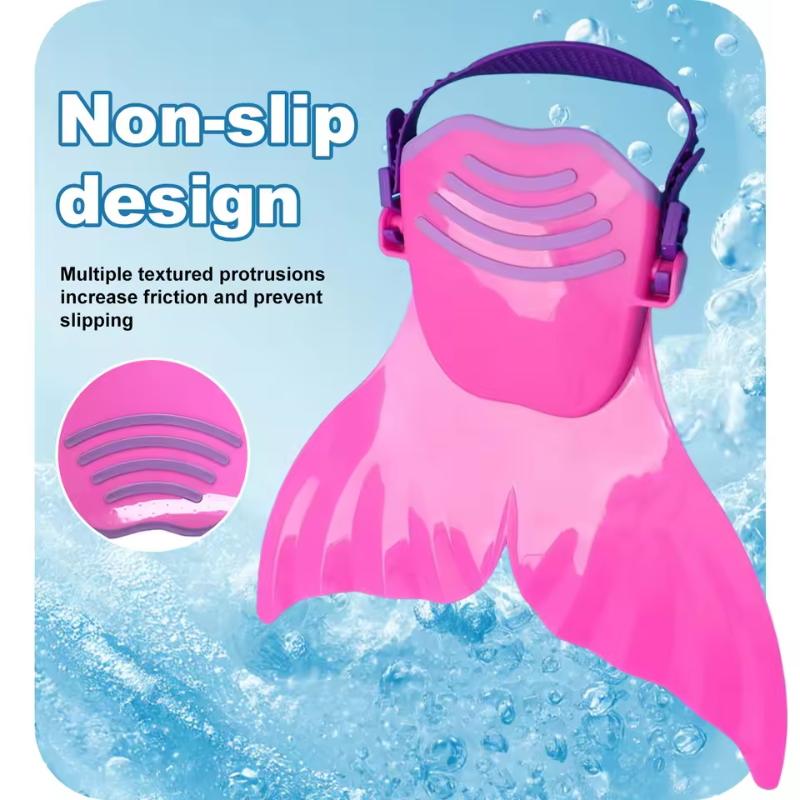 Adjustable Mermaid Silicone Swimming Fins Wear-Resistant Hard Fin for Kids Swim Training Pool Beach Summer Activities