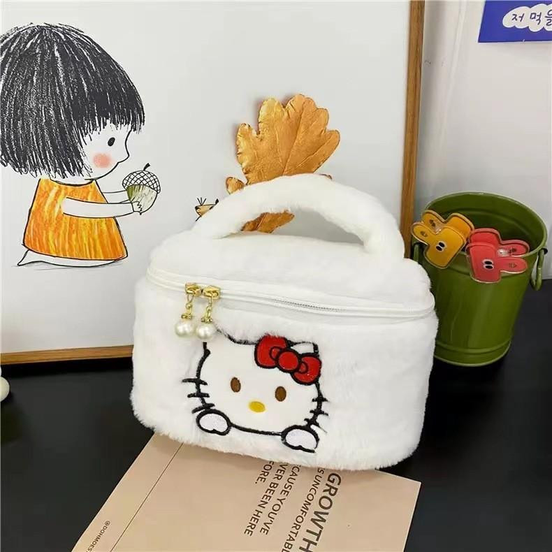 Adorable Plush Strawberry Bear Handbag For Women Spacious Makeup Organizer Bag
