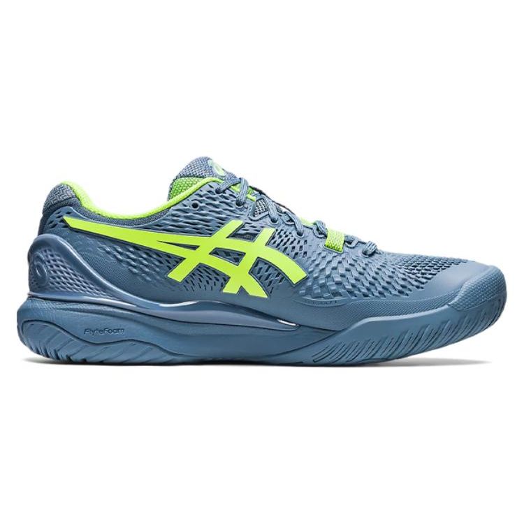 Asics Gel Resolution 9 Wide Steel Blue Hazard Green Men Sneakers 1041A376-400