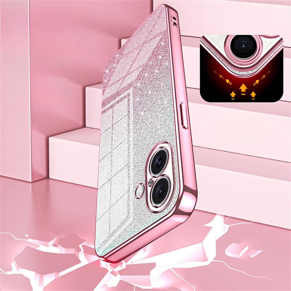 For iPhone 16 Case Electroplating Gradient Glitter TPU Phone Cover