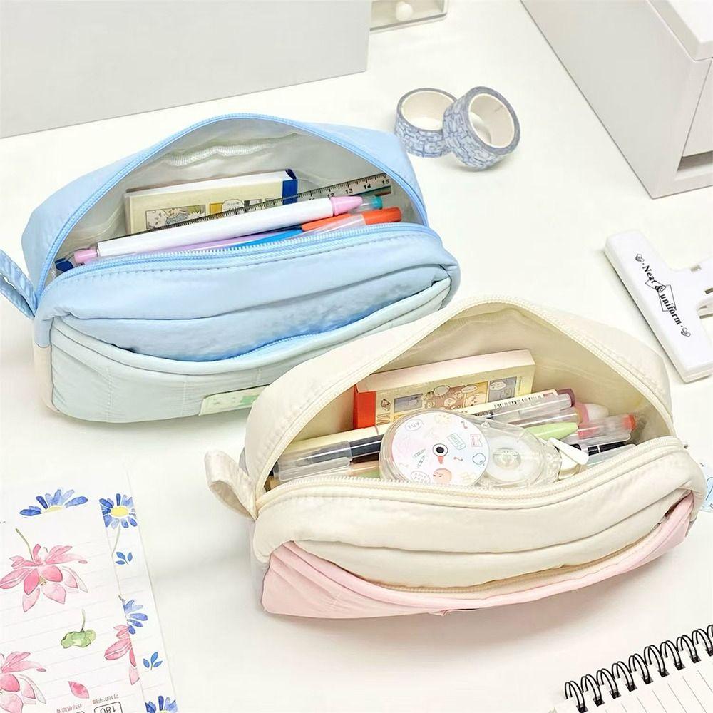 Large Capacity Pencil Pouch 2-Layer Stationery Bag Portable Pen Bag  Students