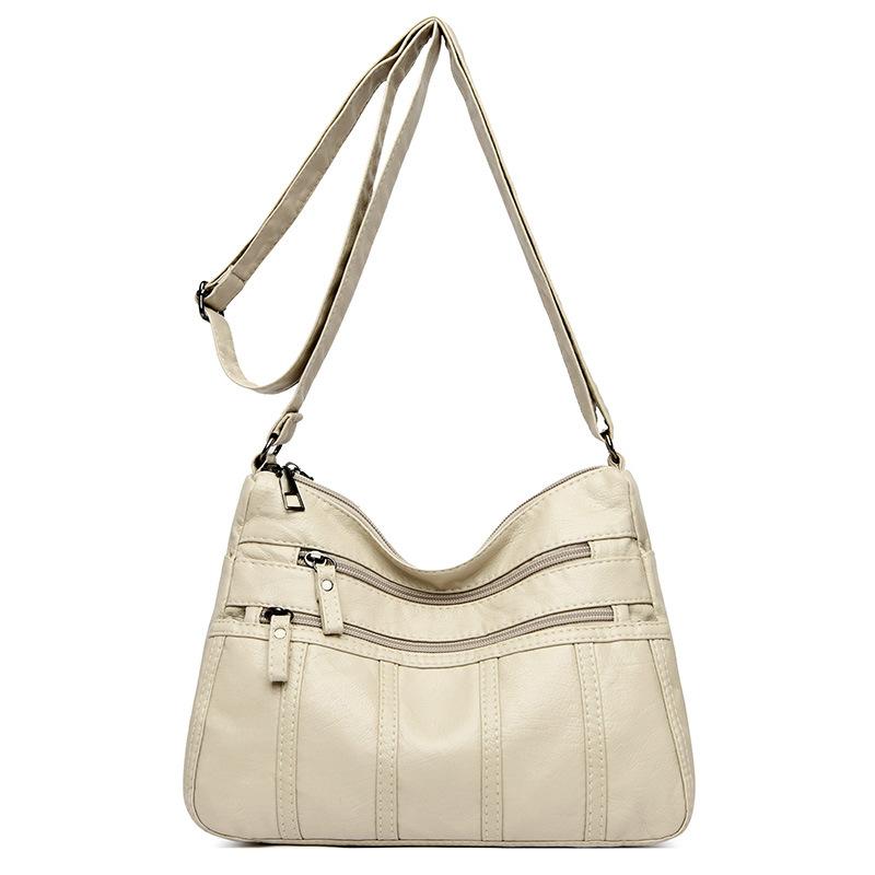 One-shoulder Mother Bag, New Washed Leather Women's Bag, Messenger Bag, Large-capacity Messenger Small Square Bag.
