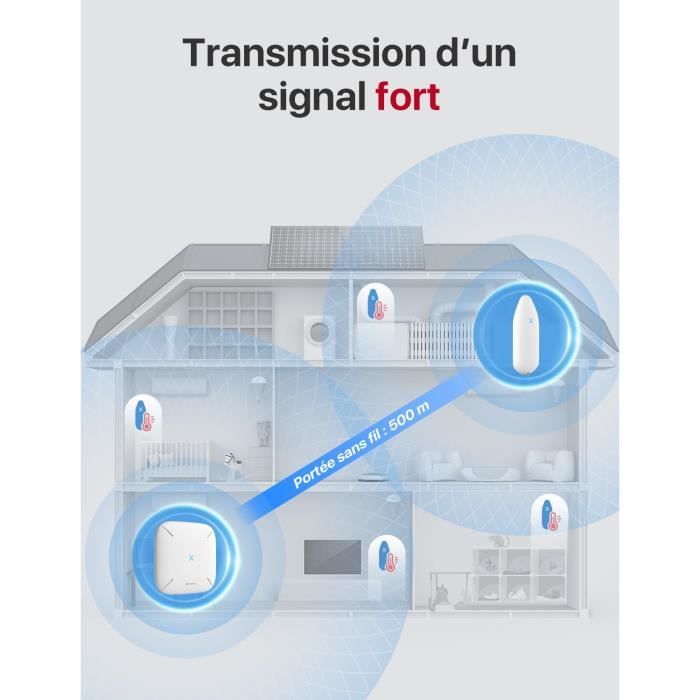 Thermomètre Hygromètre WiFi - X-SENSE - STH54 - Précision ±0,2°C - Notifications Smartphone - Portée 500m