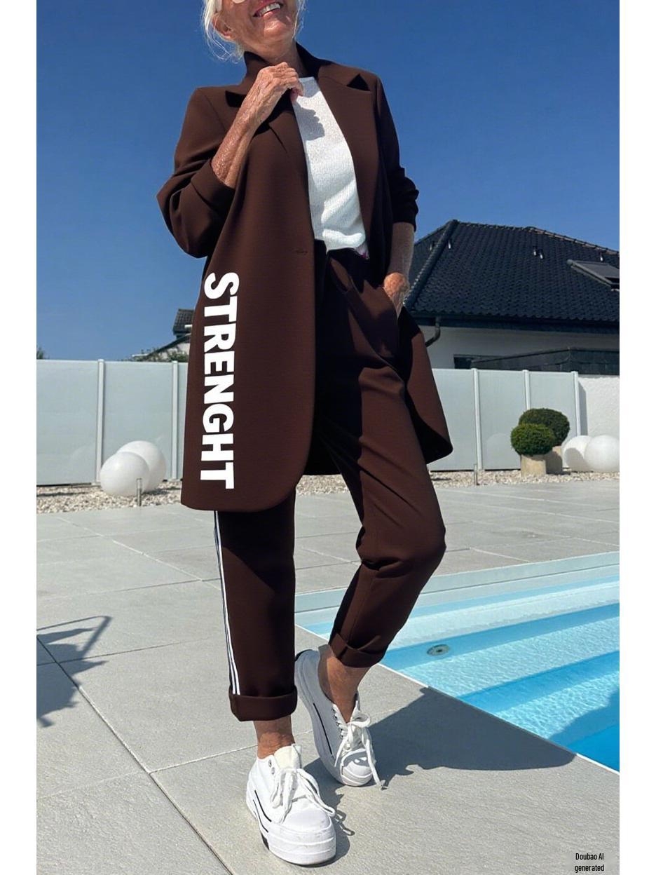 

2025 Європейський та Американський Повсякденний Жіночий Набір з Літерами: Трендовий Крос-кордонний Стиль Extra Large темно-коричневого кольору