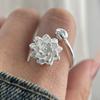 925 Sterling Silber Ringe für Damen Paar Minimalistisch Handgemacht Einfach Großer Blumenring Feiner Schmuck Geschenk Allergievorbeugend