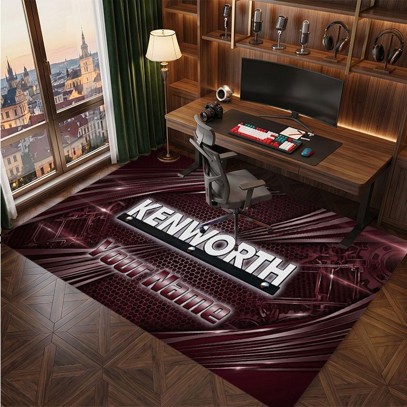 Kenworth Personalized Crystal Velvet Carpet, Customized Name Text Soft Anti‑Slip Rug for Living Room Bedroom