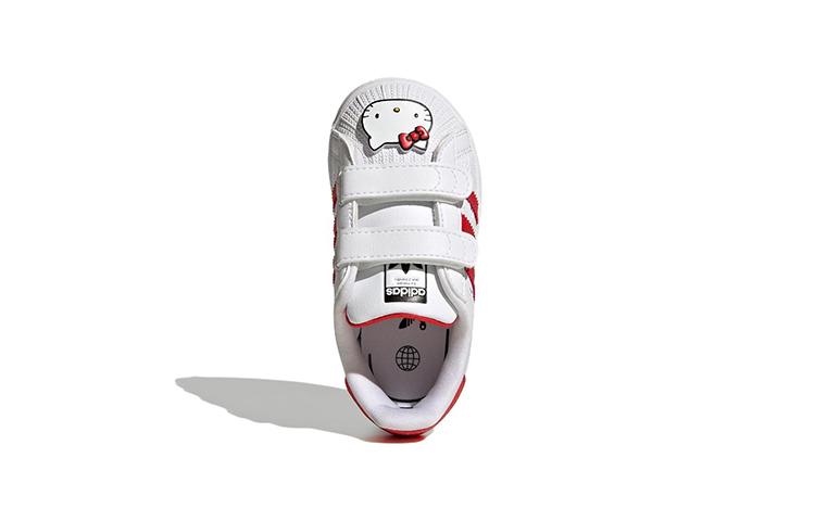 Adidas Originals SUPERSTAR CF Abrasion Resistant Low top Toddler Shoes White Red Infant And Toddler GV8863