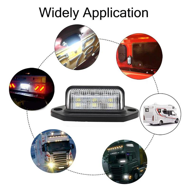 1/2Pcs Car License Plate Lights 6 LED 500LM Universal Auto Truck Bus Motorcycle Taillight Night Safety Driving Side Lamp Light