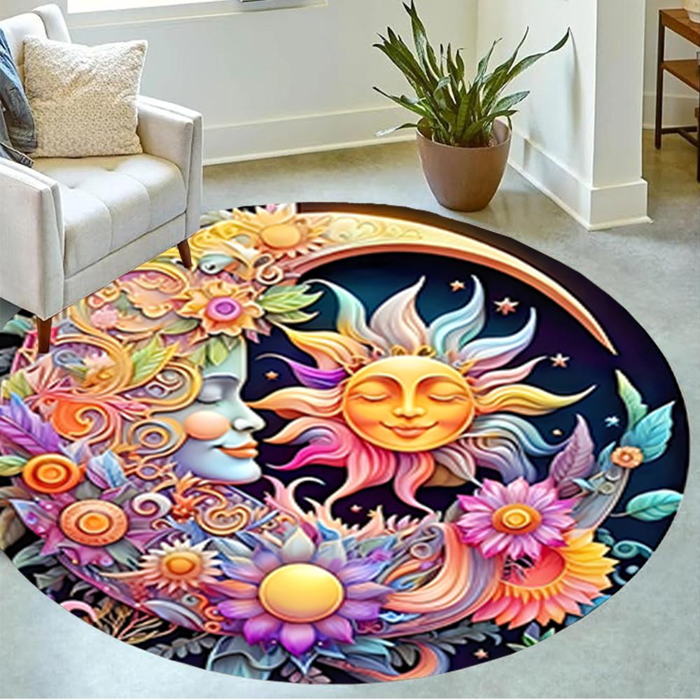 1pc Home Carpet with Stained Glass Design Non Slip Office Decor Gift Living Room Bedroom