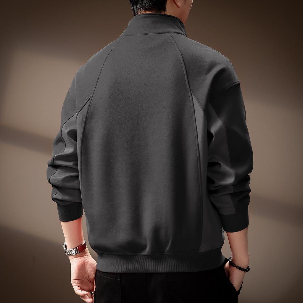 High-End American Retro Heavyweight Half-High Collar Men's Hoodie - Autumn Loose Henley Style