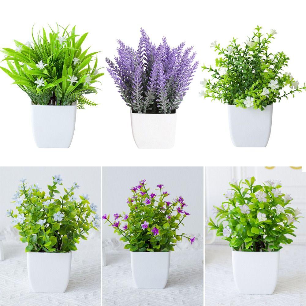 Fake Potted Flowers False Plants Simulated Tree Pot Plants Artificial Flower  Home Garden Decor