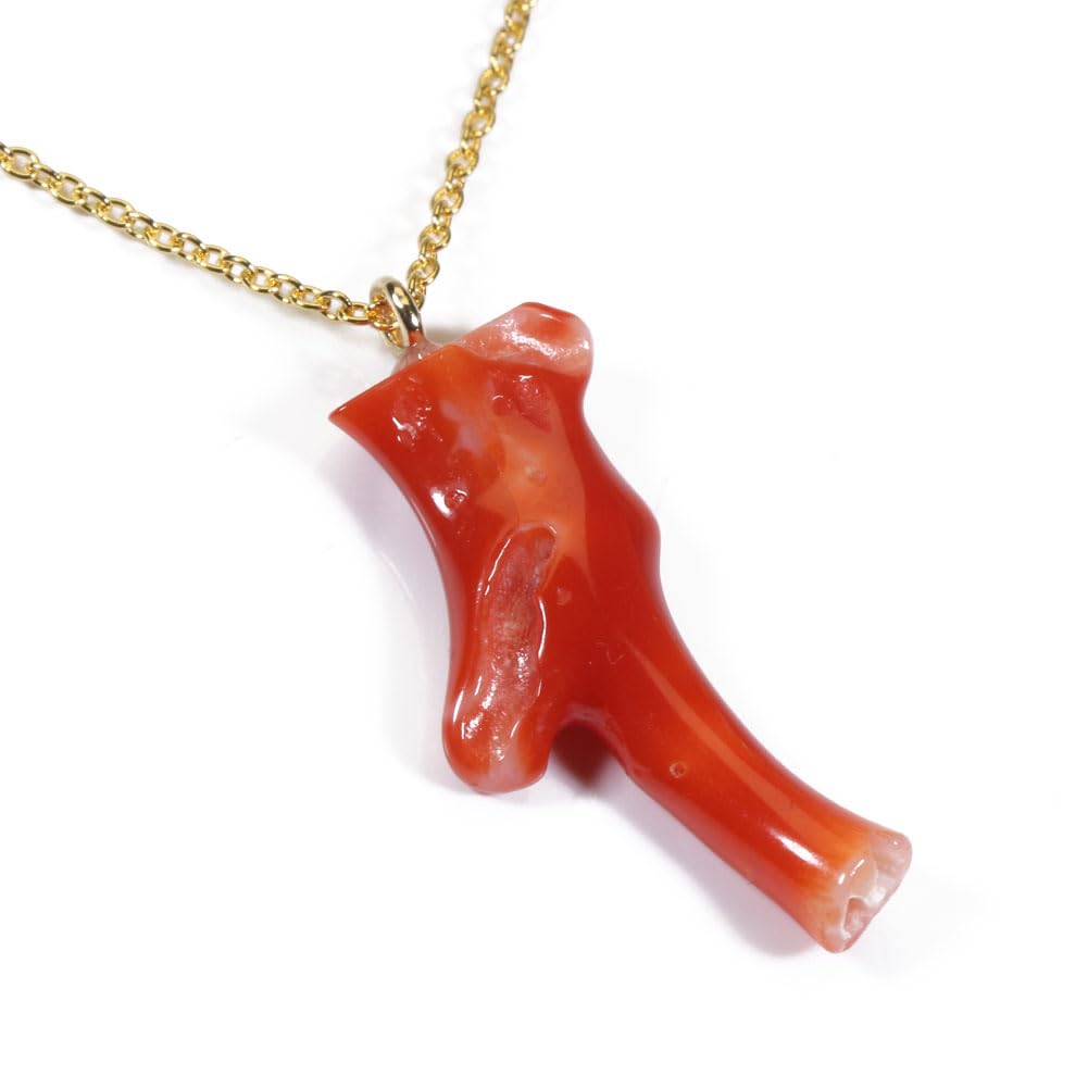 Red Coral Pendant Necklace Branch Ladies Undyed