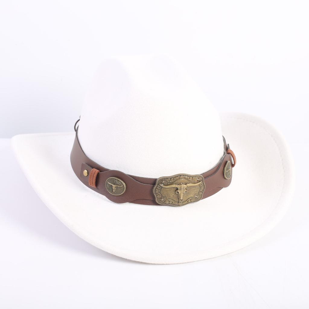 Popular European and American Fashion OL Style One-word Cowboy Hat Men's and Women's High-end Top Hat Jazz Hat Felt Hat