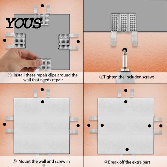 Drywall Installation Hardware 10Pcs Repair Clips with 20 Screws, Fastener Clip Fits 1/2" Hole 5/8" Panels, Stainless Steel for DIY Damaged Walls