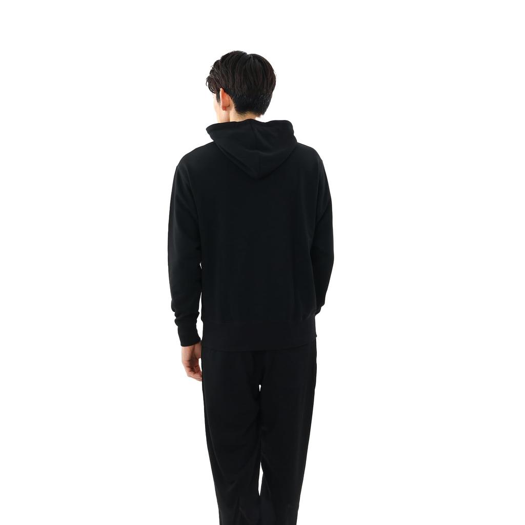 Kapuzenpullover Langarm Fleece Stickerei Schriftzug Logo Kapuzensweatshirt Sport Schwarz XL [Champion] Herren C3-YS151Z