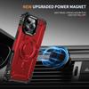 For iPhone 16 Pro Max Magnetic Case Lens Kickstand PC + TPU Shockproof Phone Cover