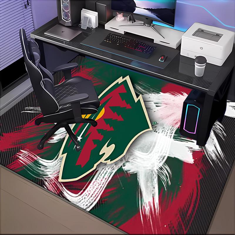 Minnesota Hockey Team Floor Mat for Living Room, Game Rooms, Office, Bedroom, Office Floor Mat Playful Design, Christmas Fan Gifts