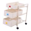 Storage Cart Milky White 3 Tier Metal Rolling Organizer with 360 degrees  Rotating Quiet Wheels for Kitchen Bathroom