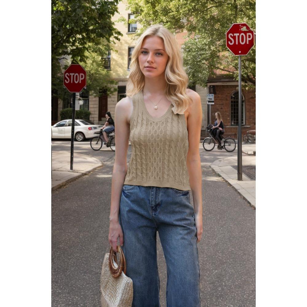 

Летний женский модный повседневный трикотажный жилет с V-образным вырезом, однотонный XL света кофе