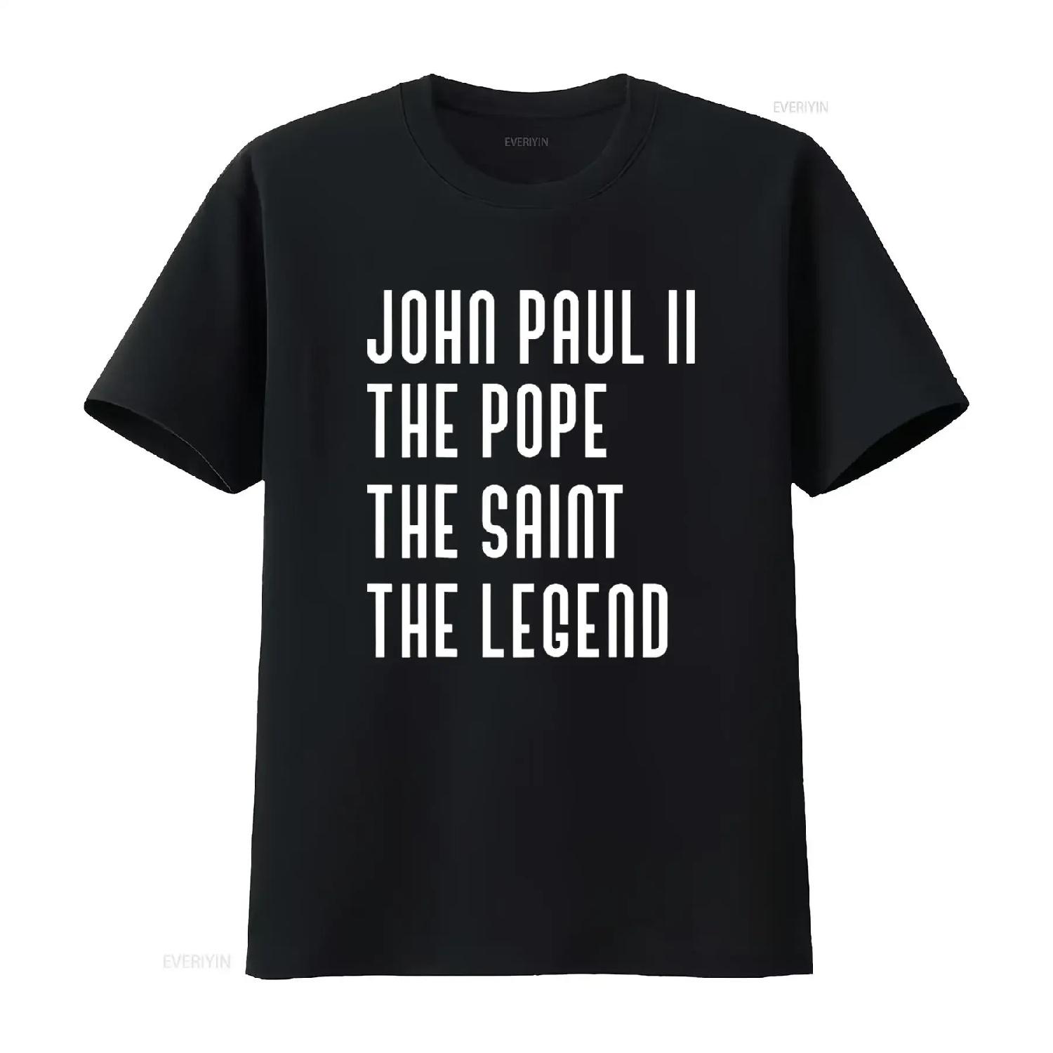 

Saint John Paul II JP2 Catholic Pope Legend Religion T Shirt vintage Washed homme Stylish fashion Soft Unisex Versatile S чёрный